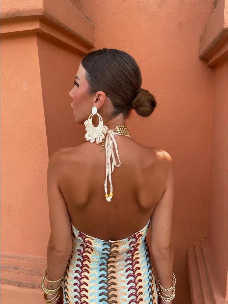 Sleeveless Halter Summer Dress | Elegant Deep V-Neck Design for Effortless Style 2