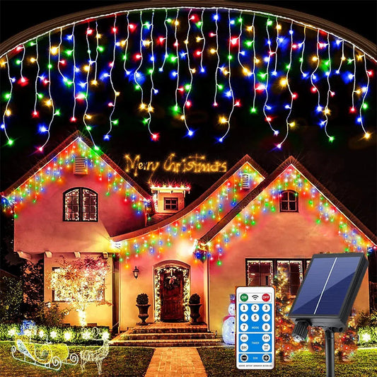 Solar Icicle Lights | 8 Modes Waterproof Outdoor Decor 0