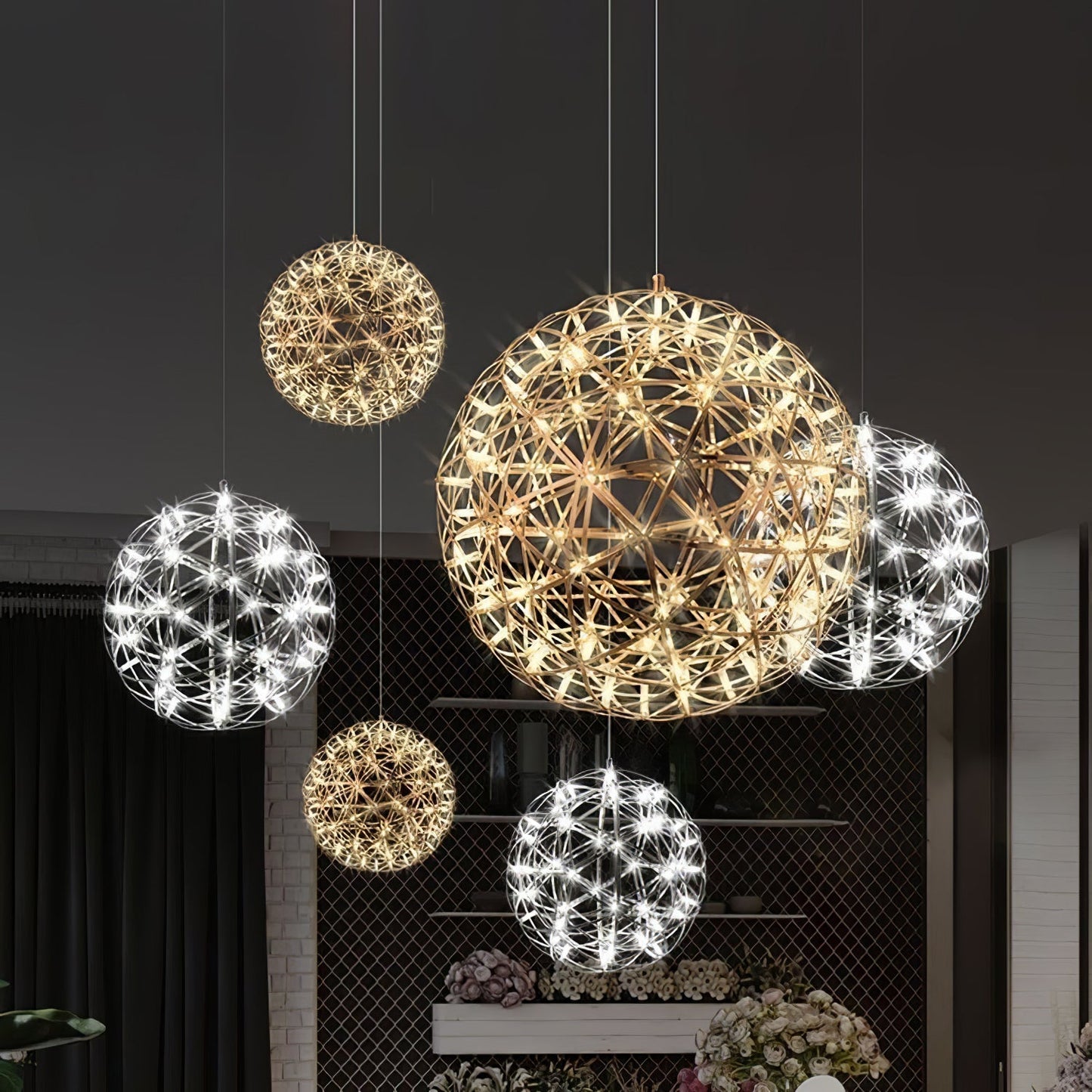 Spark Ball Pendant Light | Elegant Sphere Design with LED Illumination 2