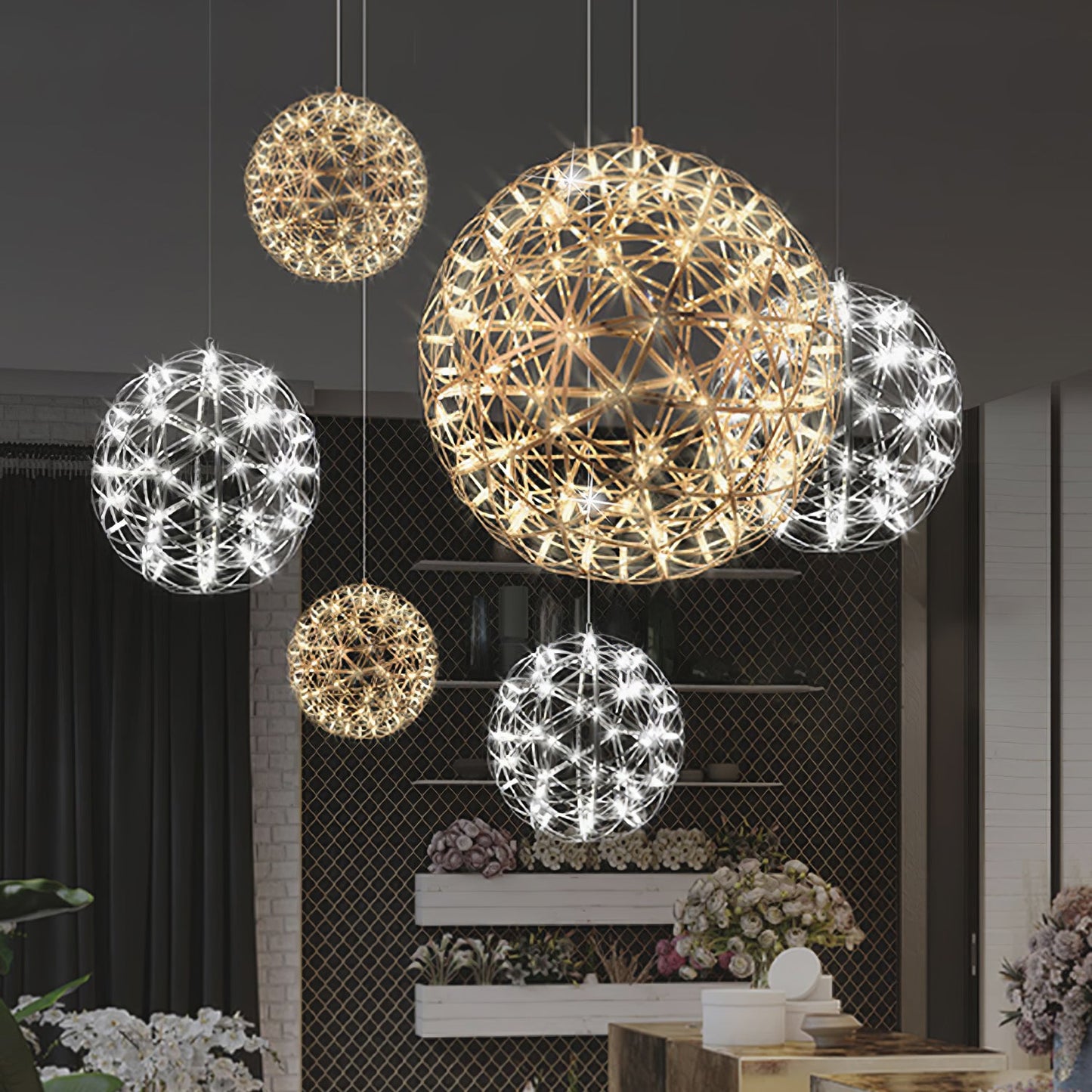 Spark Ball Pendant Light | Elegant Sphere Design with LED Illumination 8