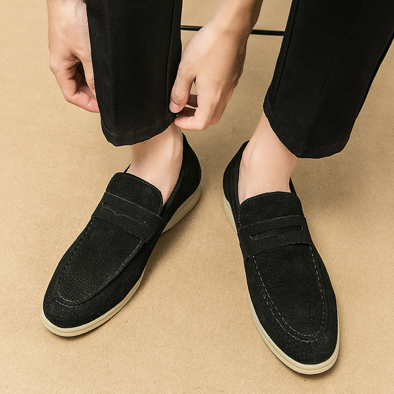 Suede Loafers | Dual-Layer Pigskin Upper with Comfortable Rubber Sole 4