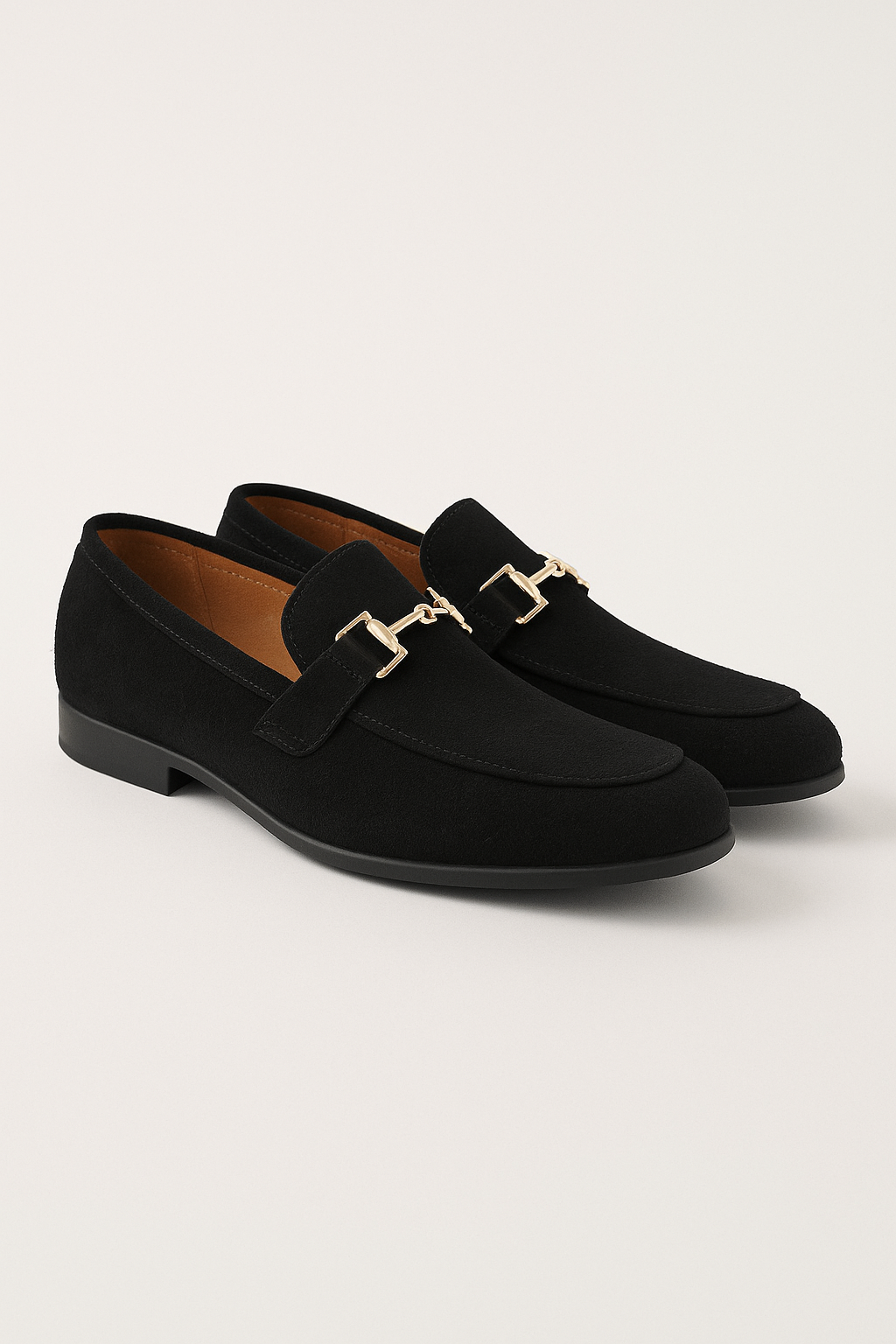 Suede Loafers for Men | Elegant Design with Gold Buckle Accent 0