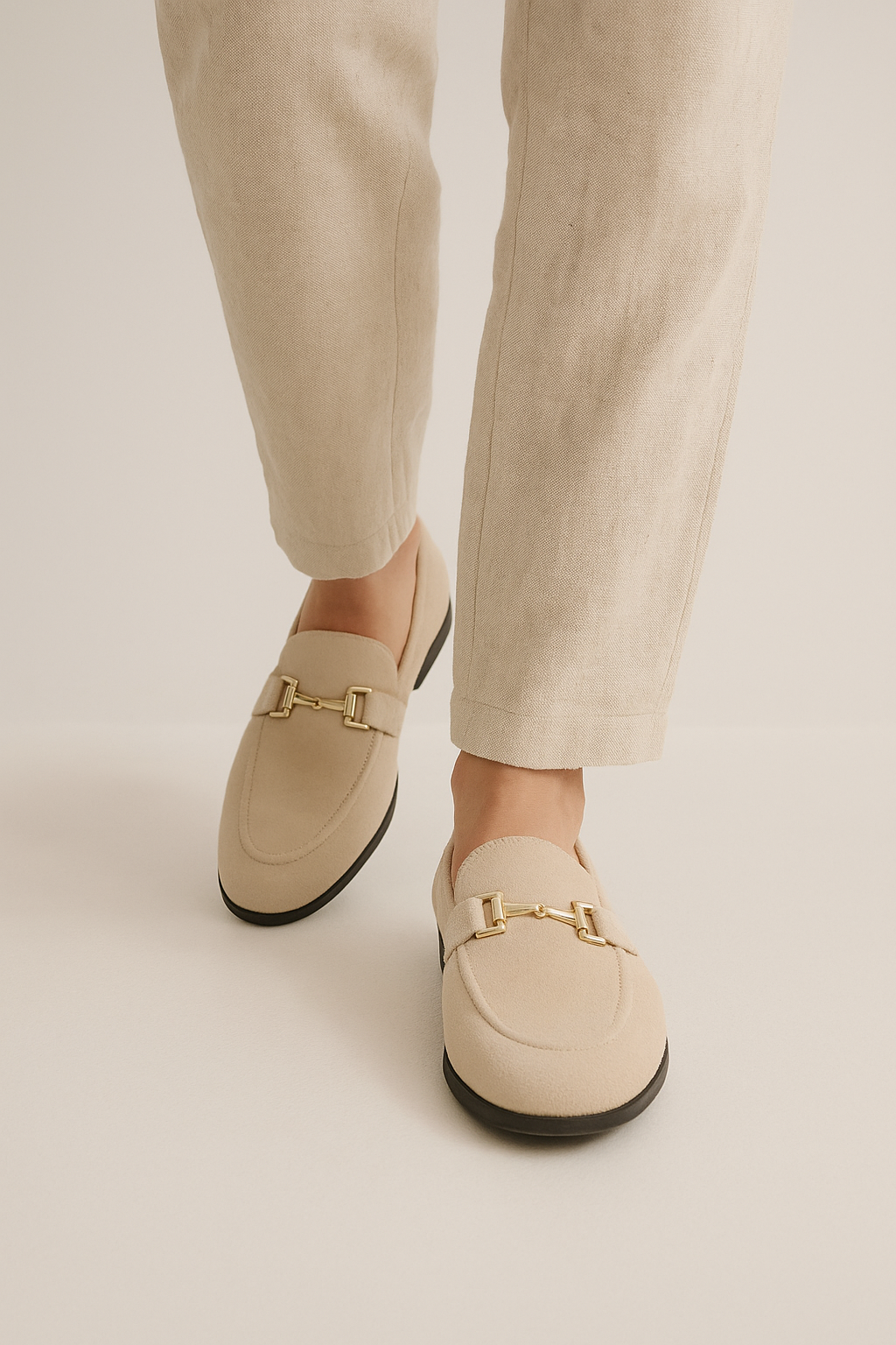 Suede Loafers for Men | Elegant Design with Gold Buckle Accent 2