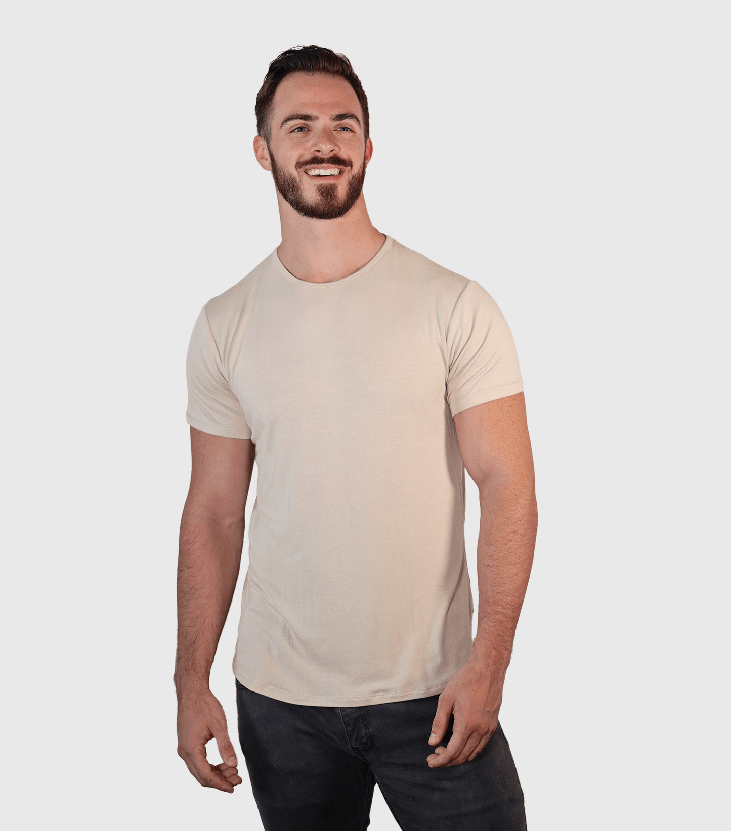 Bamboo Swift T-skjorte med buet kant - Sandstone