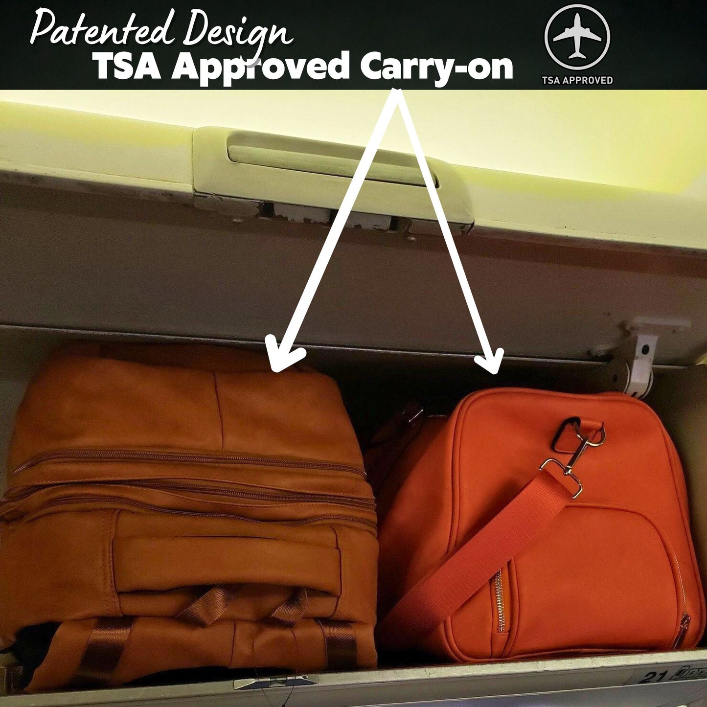 Bruine Leren Luxe Gepatenteerde Handbagage Tas