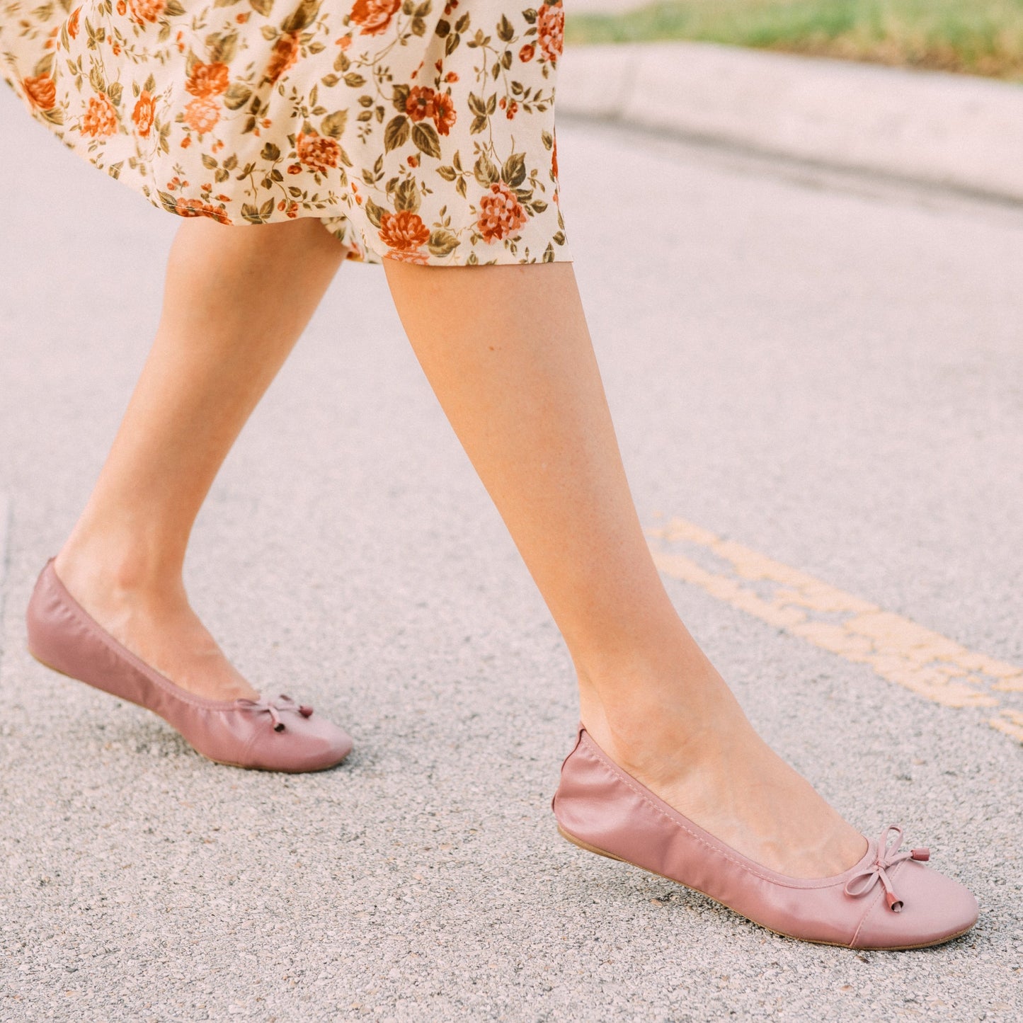 Premium stoffige rozenkleurige platte schoenen
