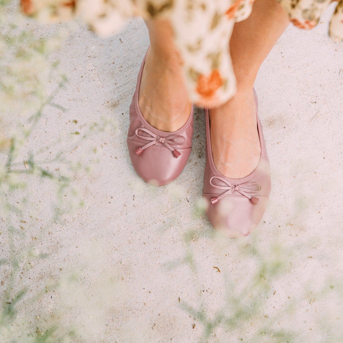 Premium stoffige rozenkleurige platte schoenen