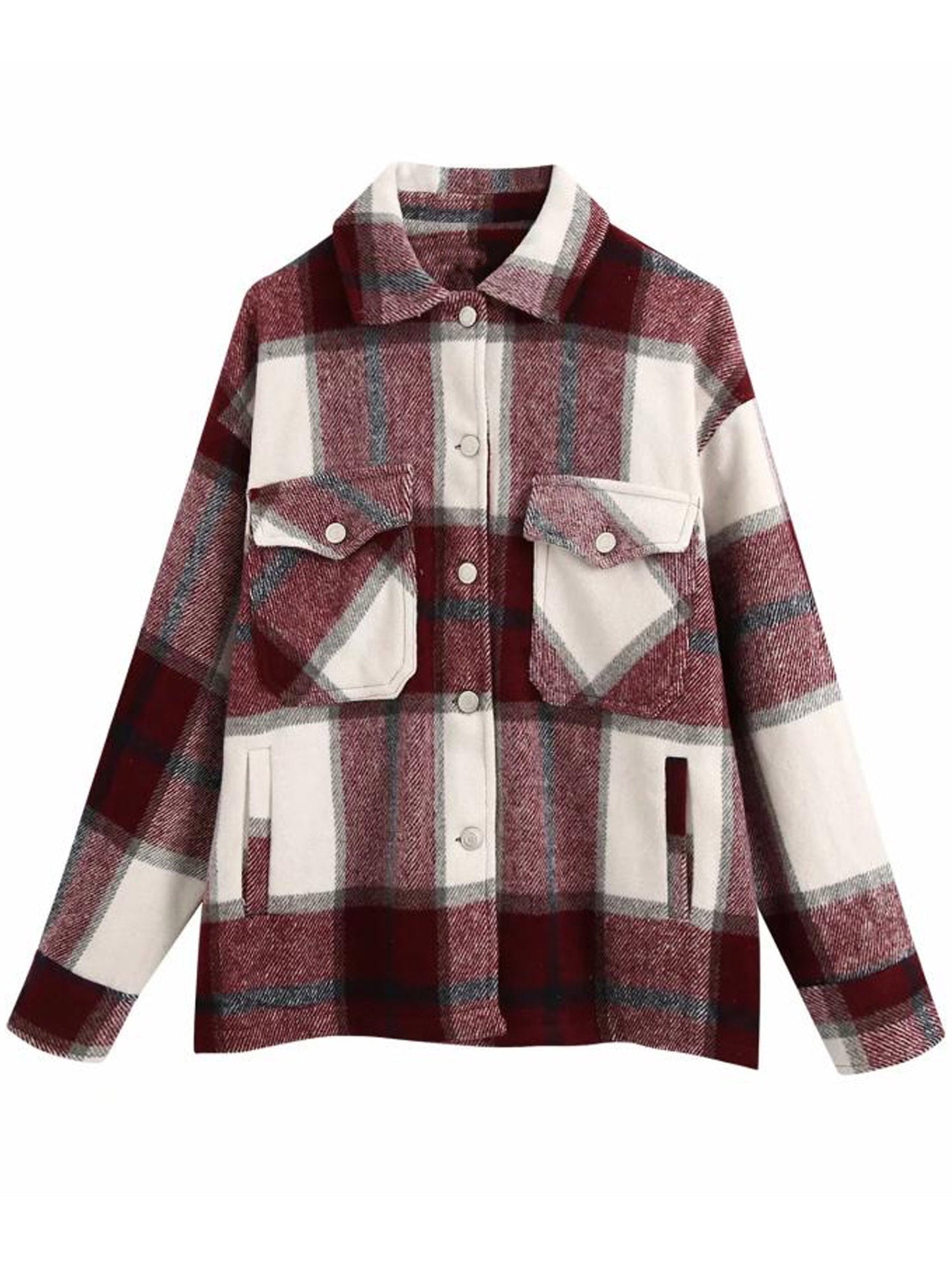 Thick Plaid Shirt Jacket | Versatile Shacket with Button Front 1