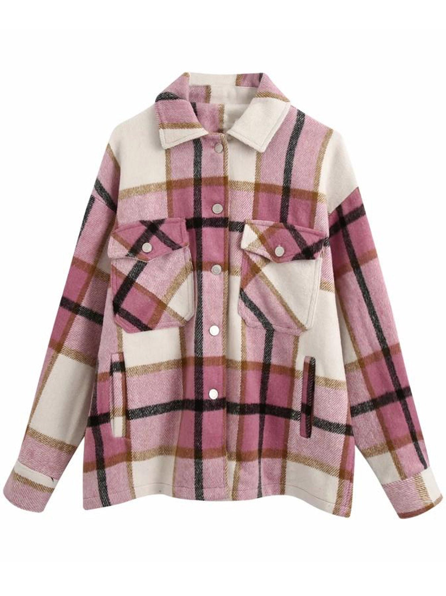 Thick Plaid Shirt Jacket | Versatile Shacket with Button Front 3