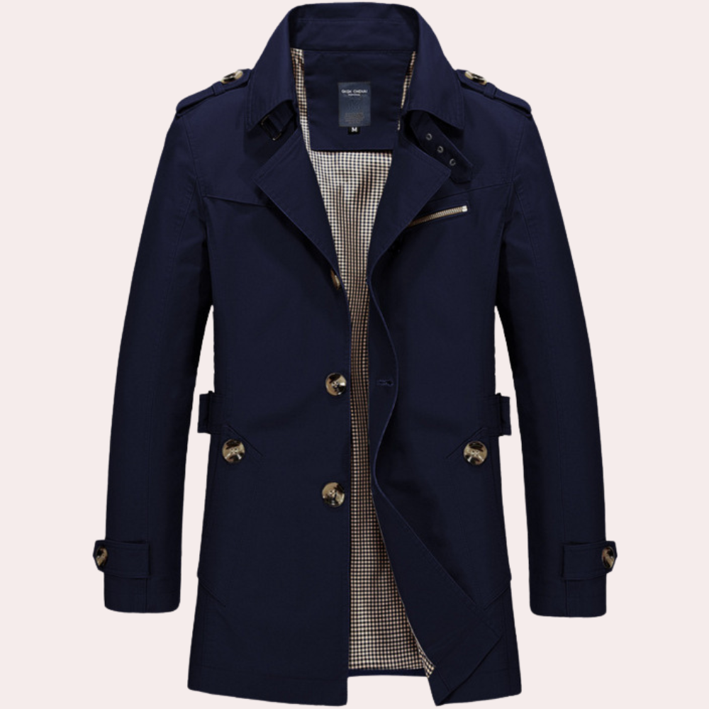 Trench Coat Men | High-Quality Cotton with Adjustable Fit and Classic Style 6