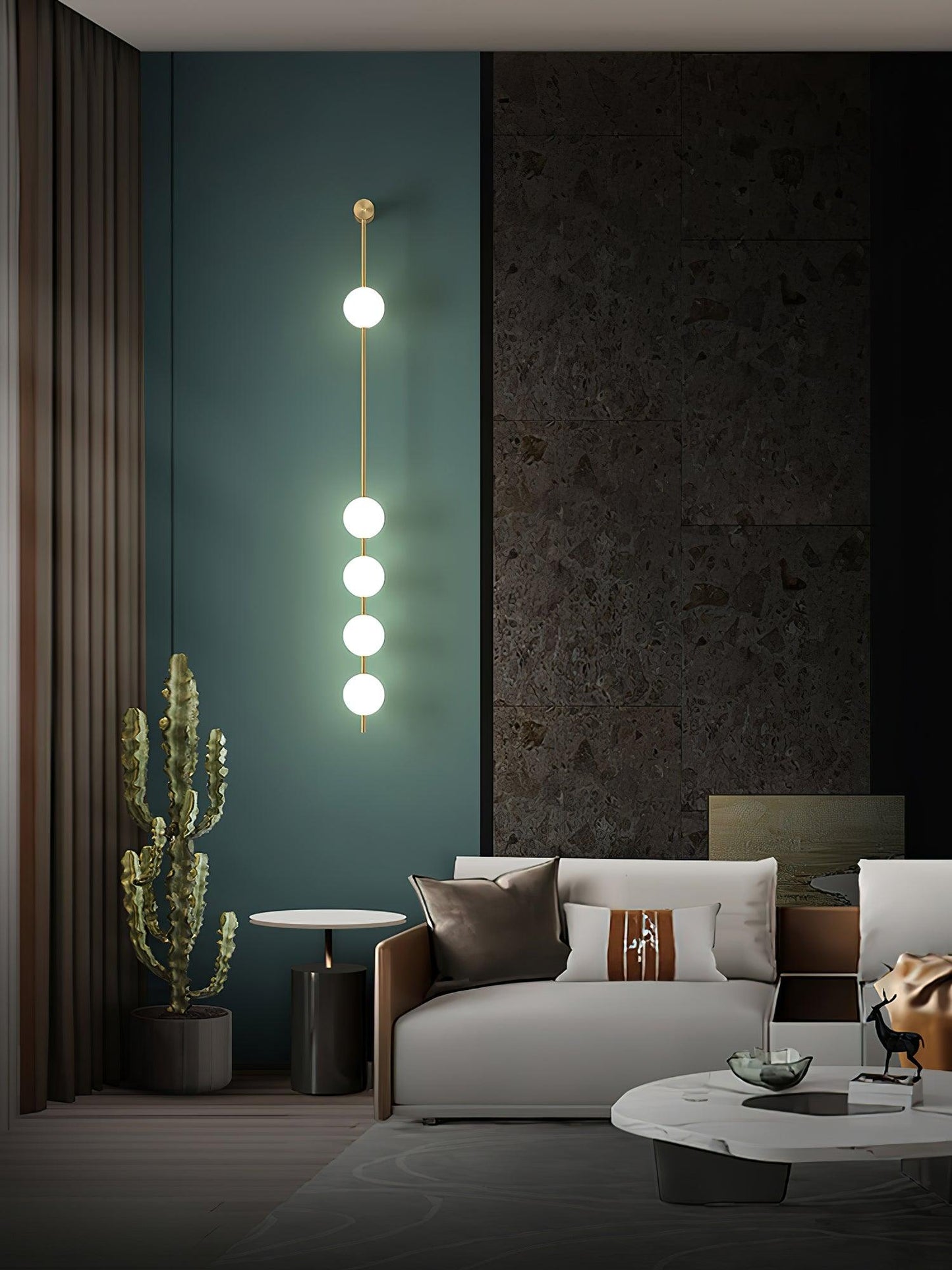 Vertical Balls Wall Lamp | Elegant Brass Sconce with Adjustable Height 8
