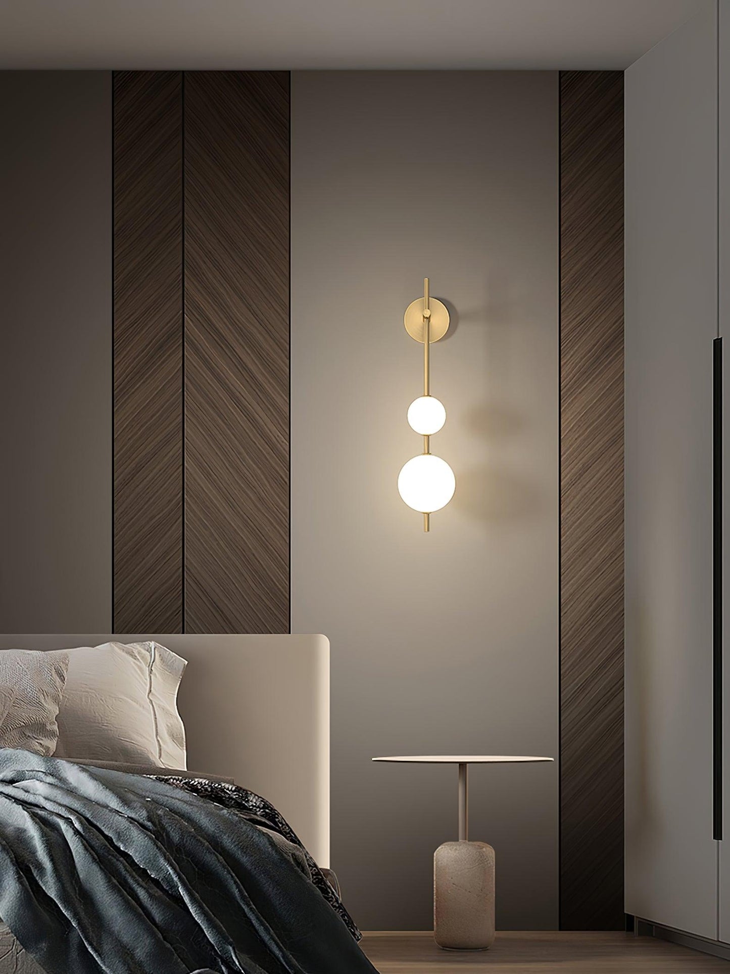 Vertical Glass Globe Wall Sconce | Dimmable Stylish Lighting with Gold Finish 2