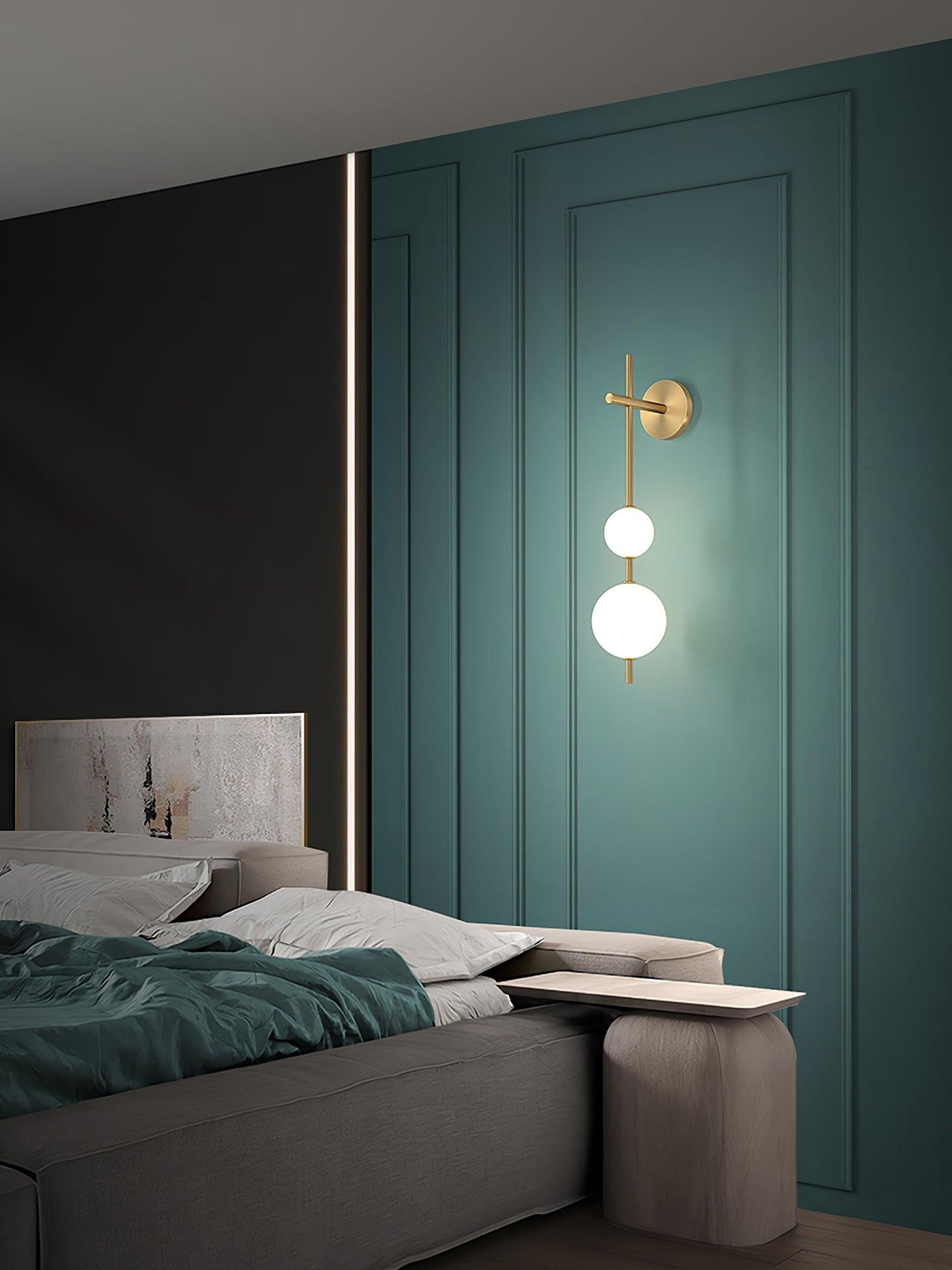 Vertical Glass Globe Wall Sconce | Dimmable Stylish Lighting with Gold Finish 4