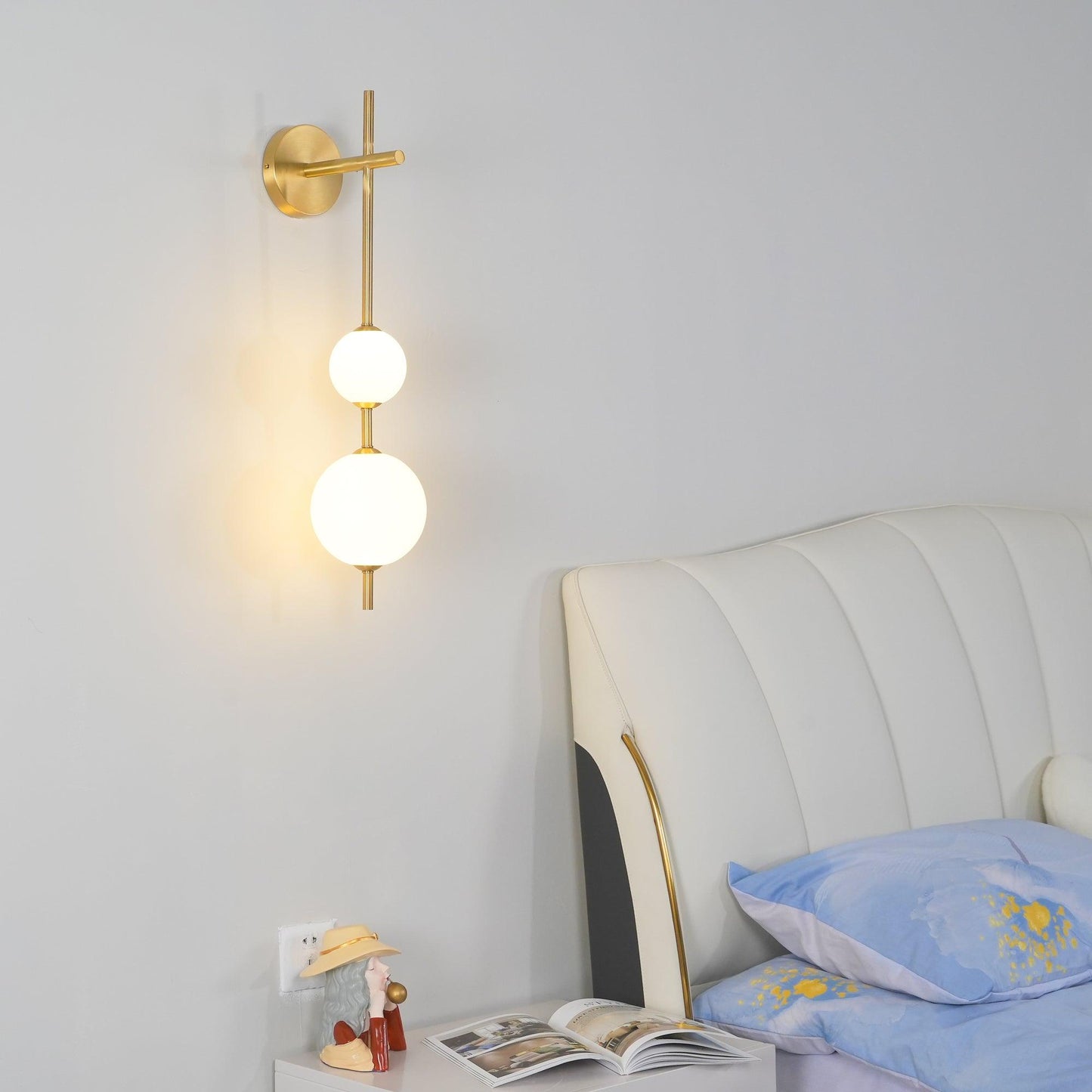 Vertical Glass Globe Wall Sconce | Dimmable Stylish Lighting with Gold Finish 6