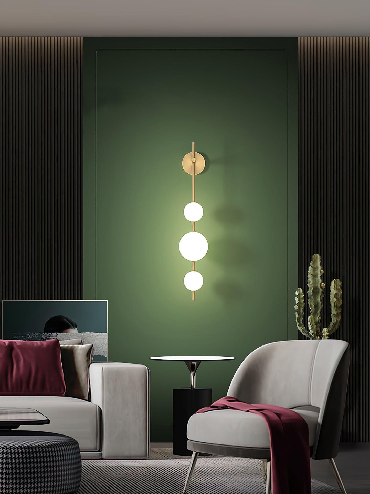 Vertical Glass Globe Wall Sconce | Dimmable Stylish Lighting with Gold Finish 8