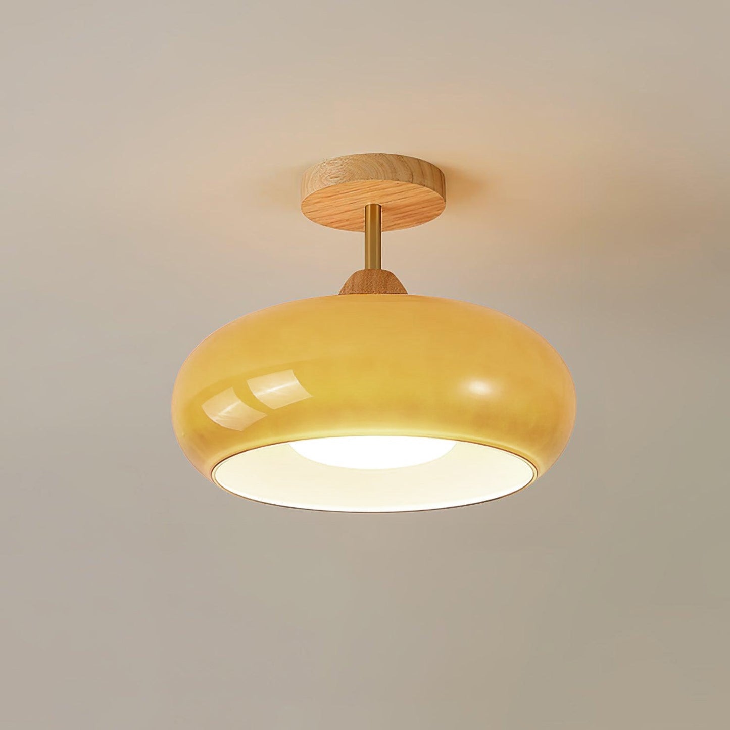 Vintage Bauhaus Ceiling Lamp | Elegant Glass Disc Flush Mount Fixture 0