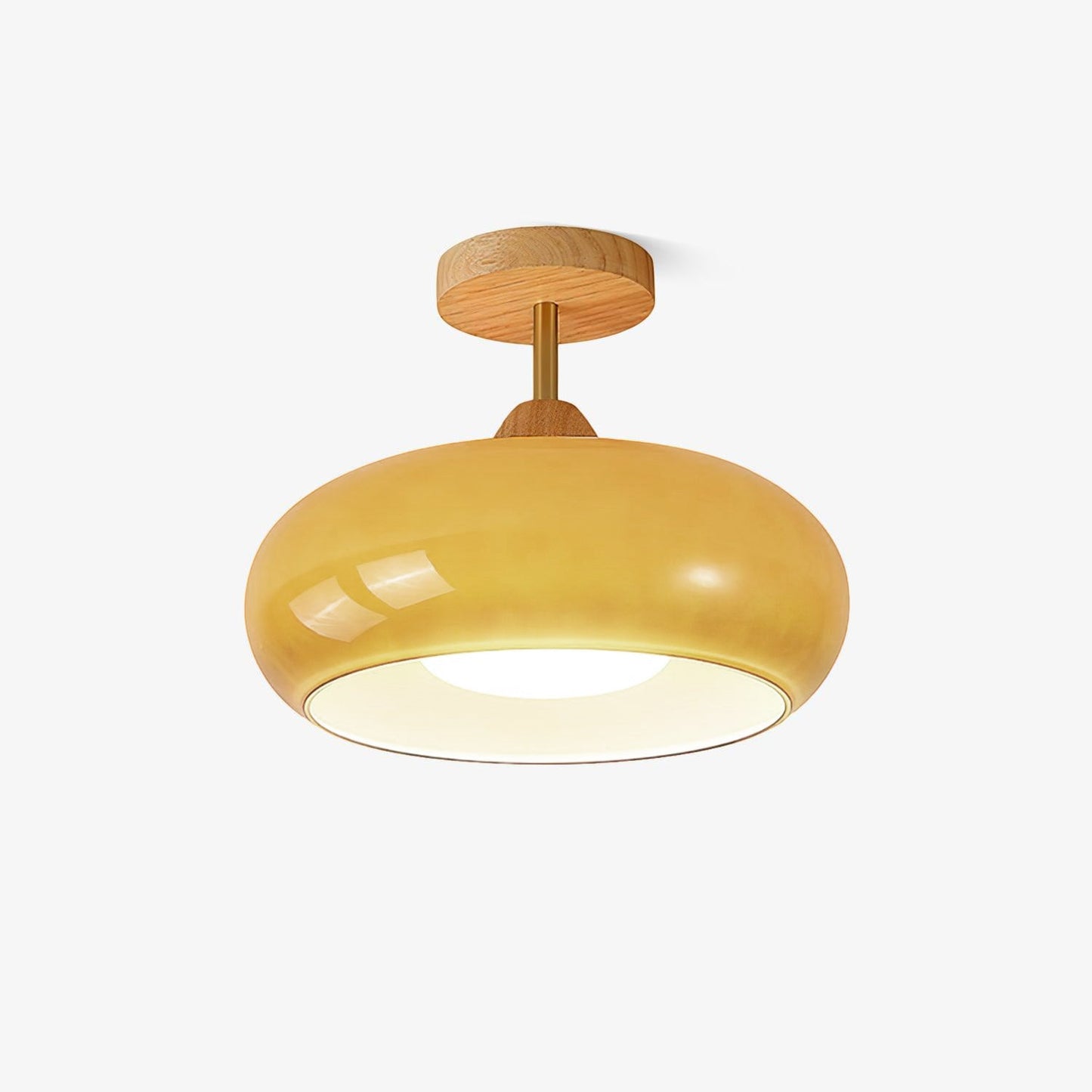 Vintage Bauhaus Ceiling Lamp | Elegant Glass Disc Flush Mount Fixture 1