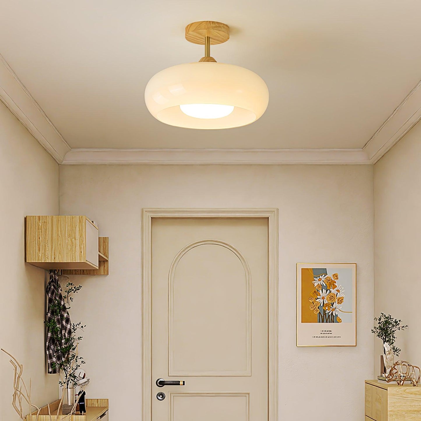 Vintage Bauhaus Ceiling Lamp | Elegant Glass Disc Flush Mount Fixture 2