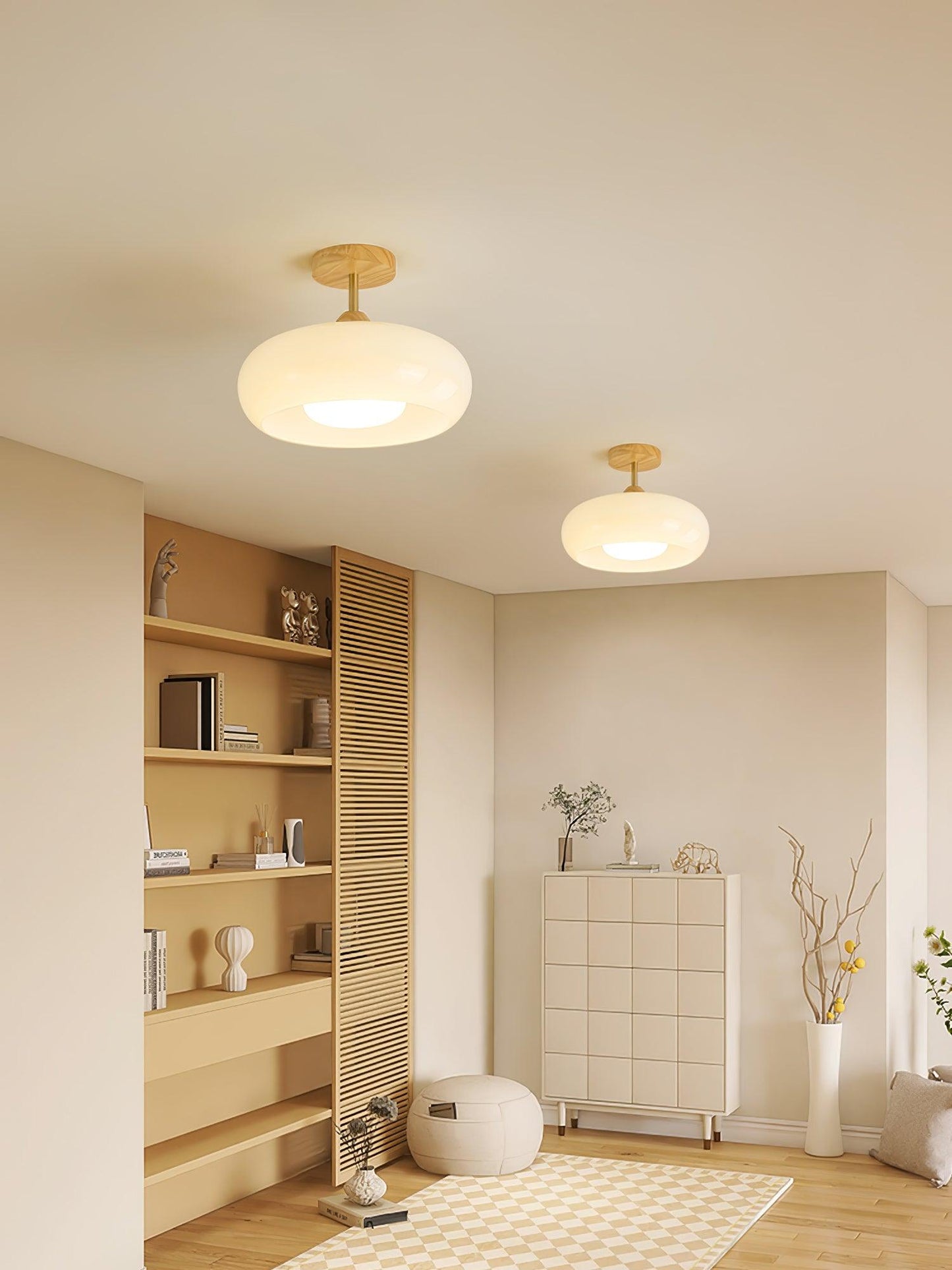 Vintage Bauhaus Ceiling Lamp | Elegant Glass Disc Flush Mount Fixture 4