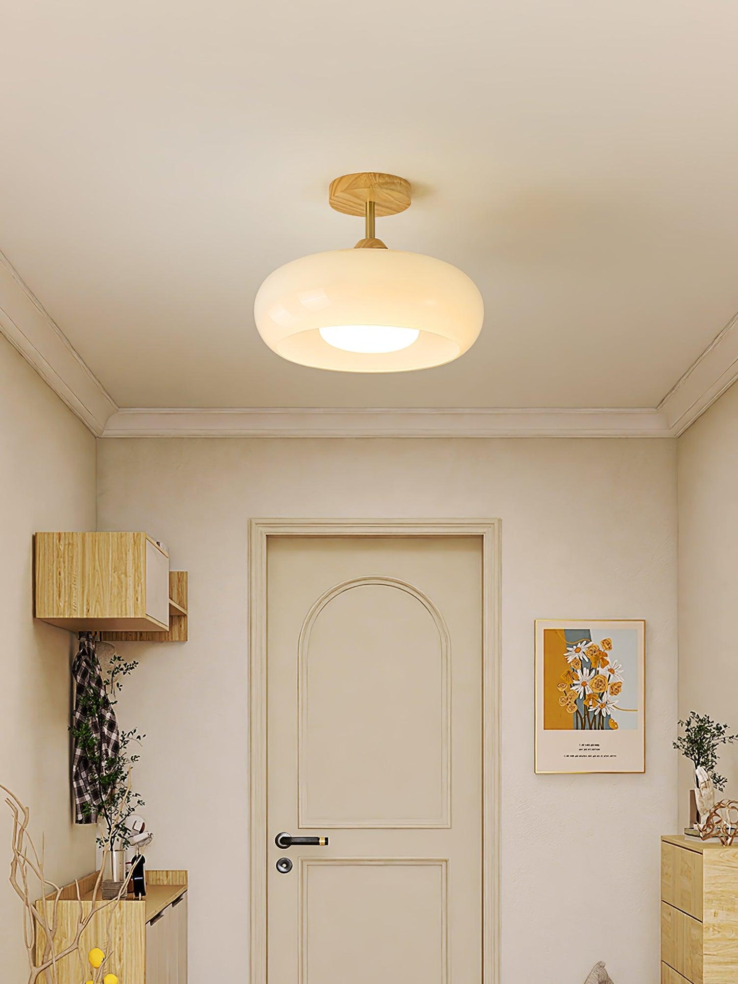 Vintage Bauhaus Ceiling Lamp | Elegant Glass Disc Flush Mount Fixture 5