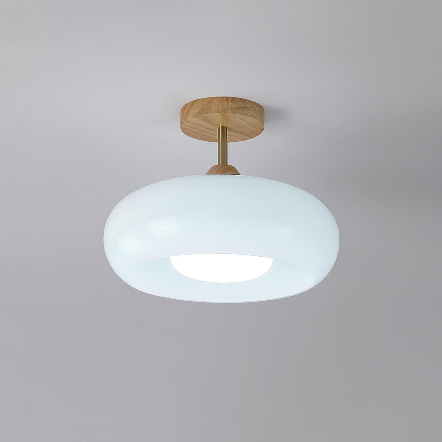 Vintage Bauhaus Ceiling Lamp | Elegant Glass Disc Flush Mount Fixture 7