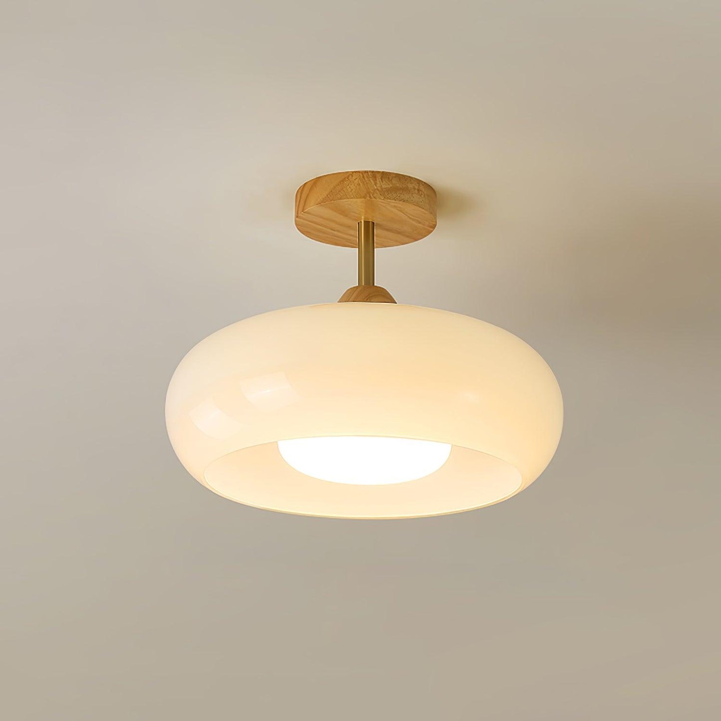 Vintage Bauhaus Ceiling Lamp | Elegant Glass Disc Flush Mount Fixture 8