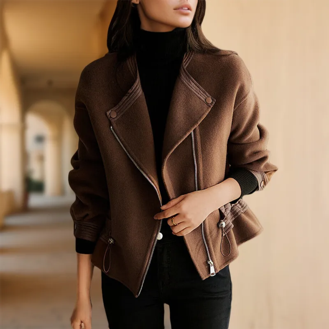 Vintage Zip Up Cashmere Coat | Oversized Wool-Blend with Asymmetrical Zip 2