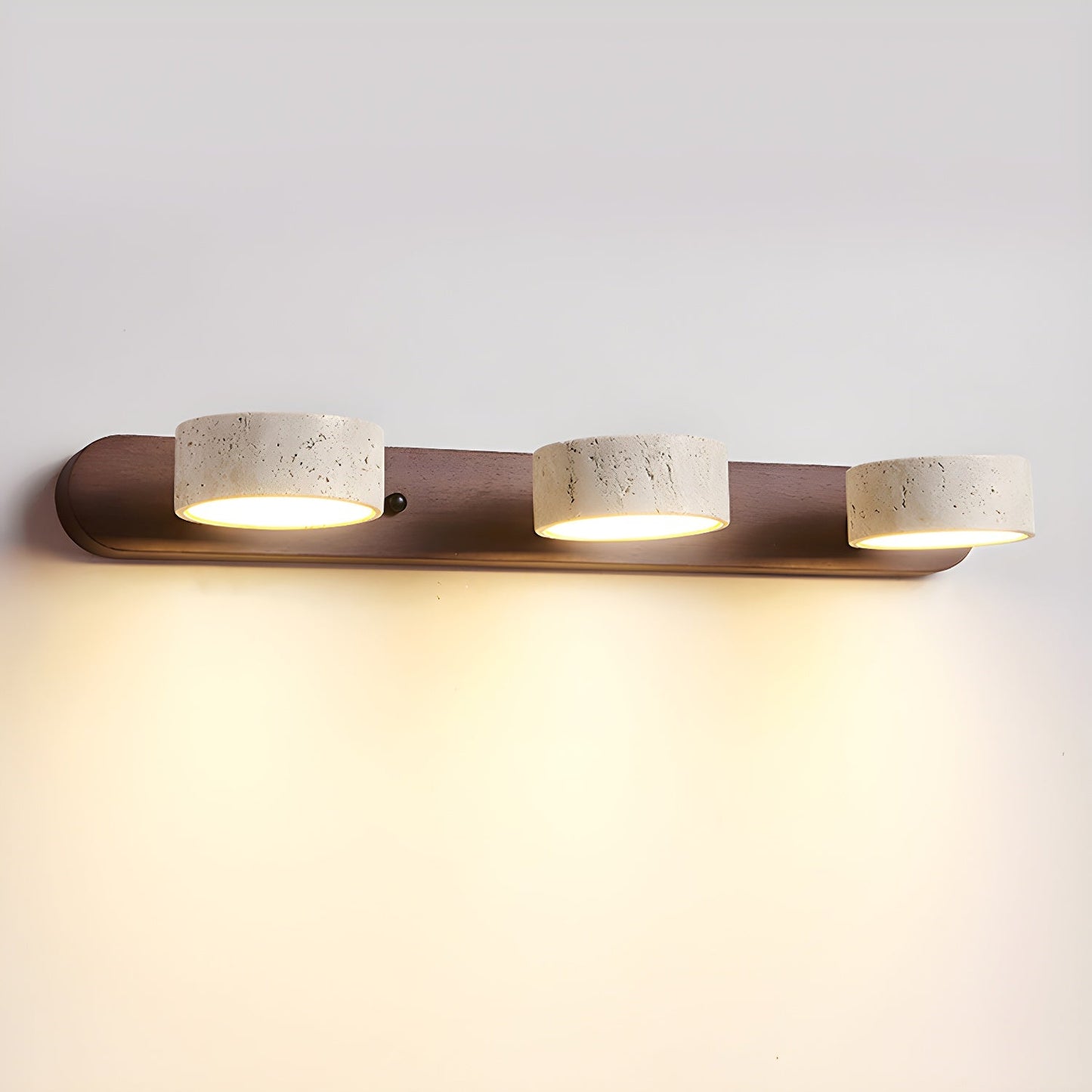 Wall Light Sconces | Dual Light Yellow Travertine and Wood Design 10