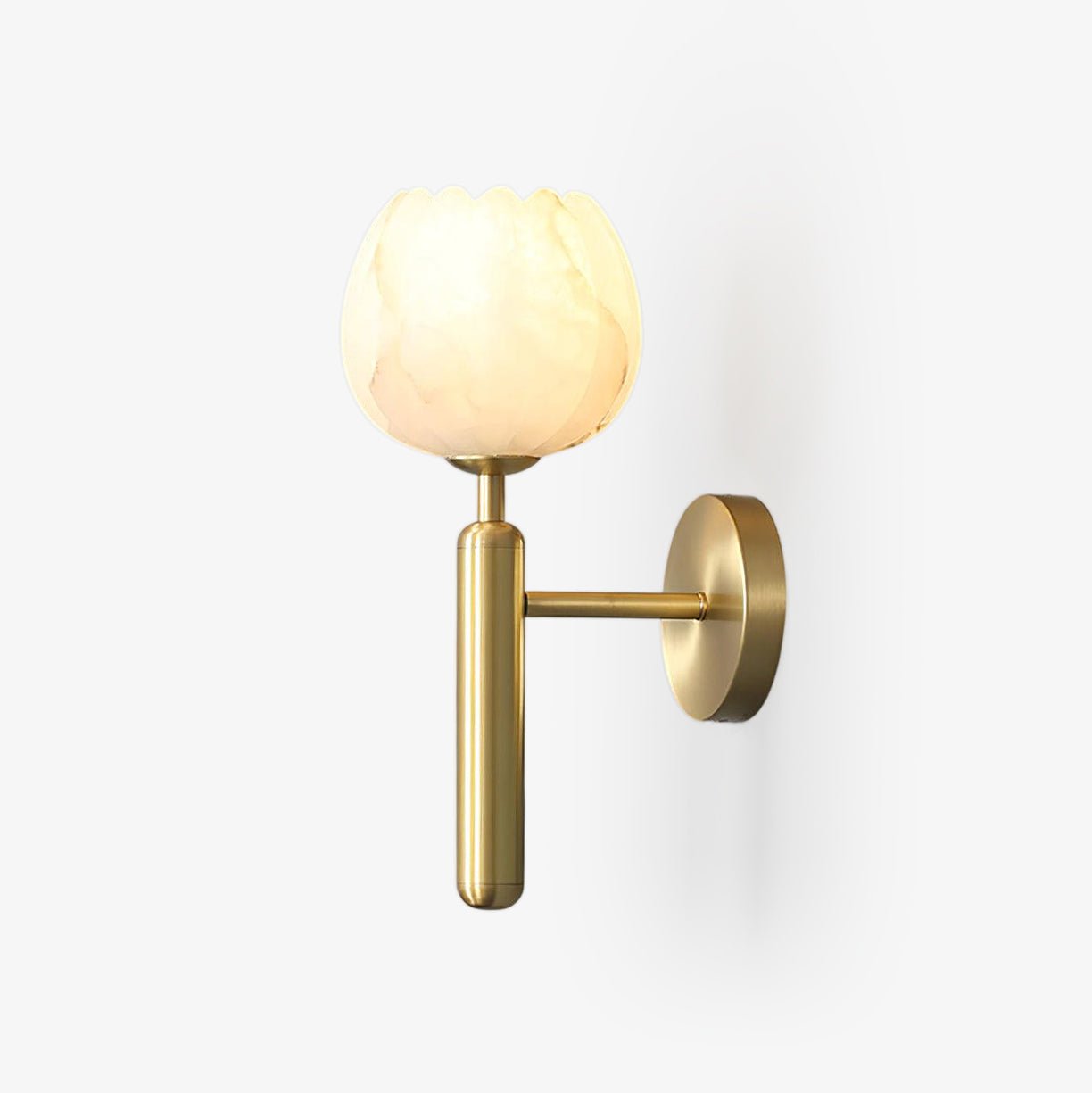 Wall Sconce Lighting | Elegant Brass Design with Alabaster Floral Accents 1