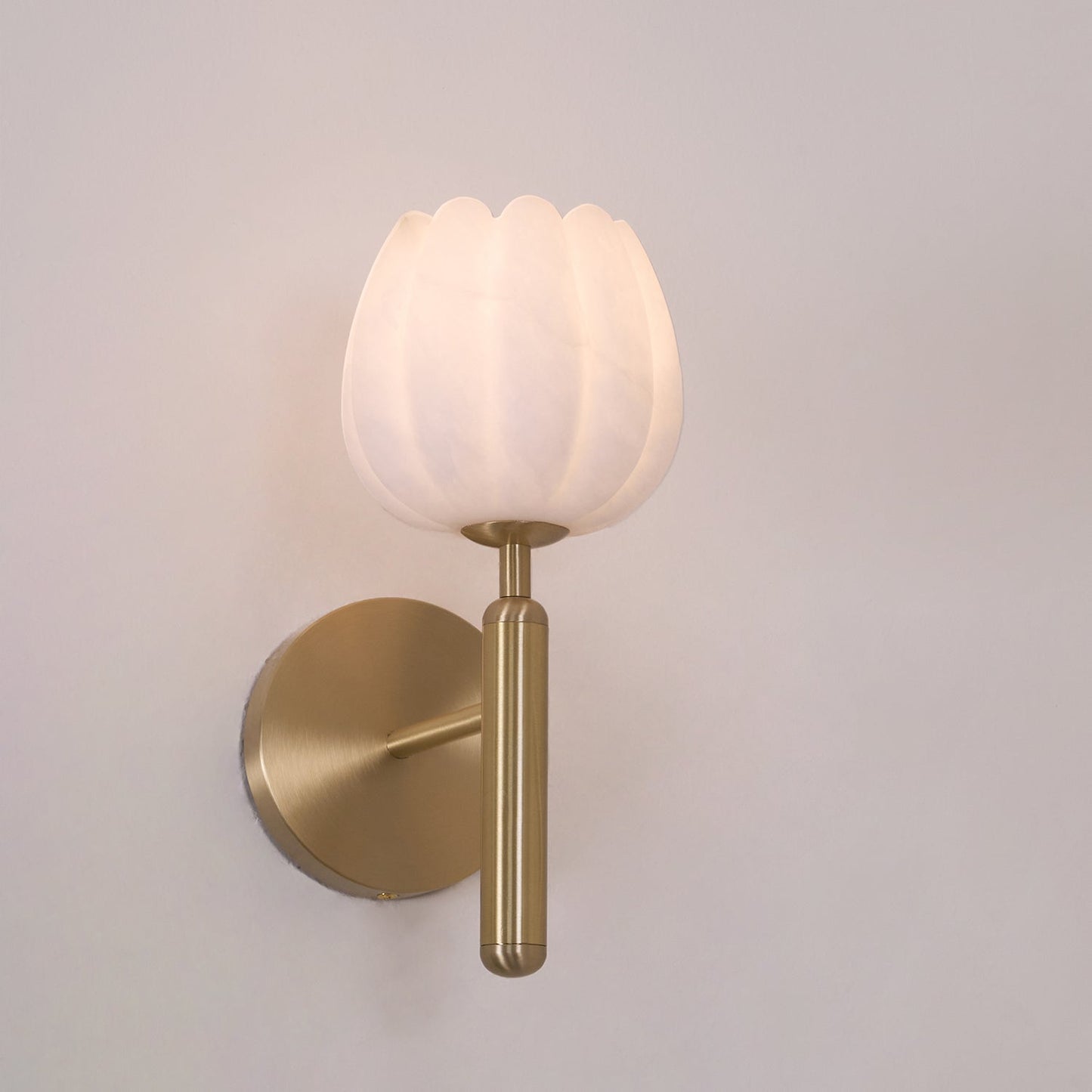 Wall Sconce Lighting | Elegant Brass Design with Alabaster Floral Accents 4