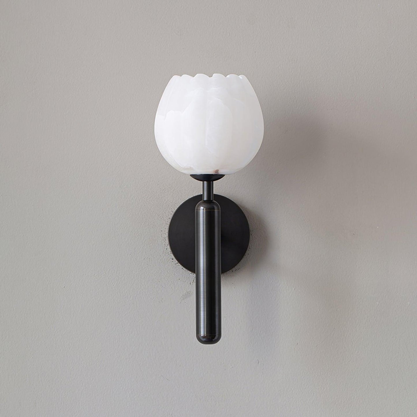 Wall Sconce Lighting | Elegant Brass Design with Alabaster Floral Accents 8