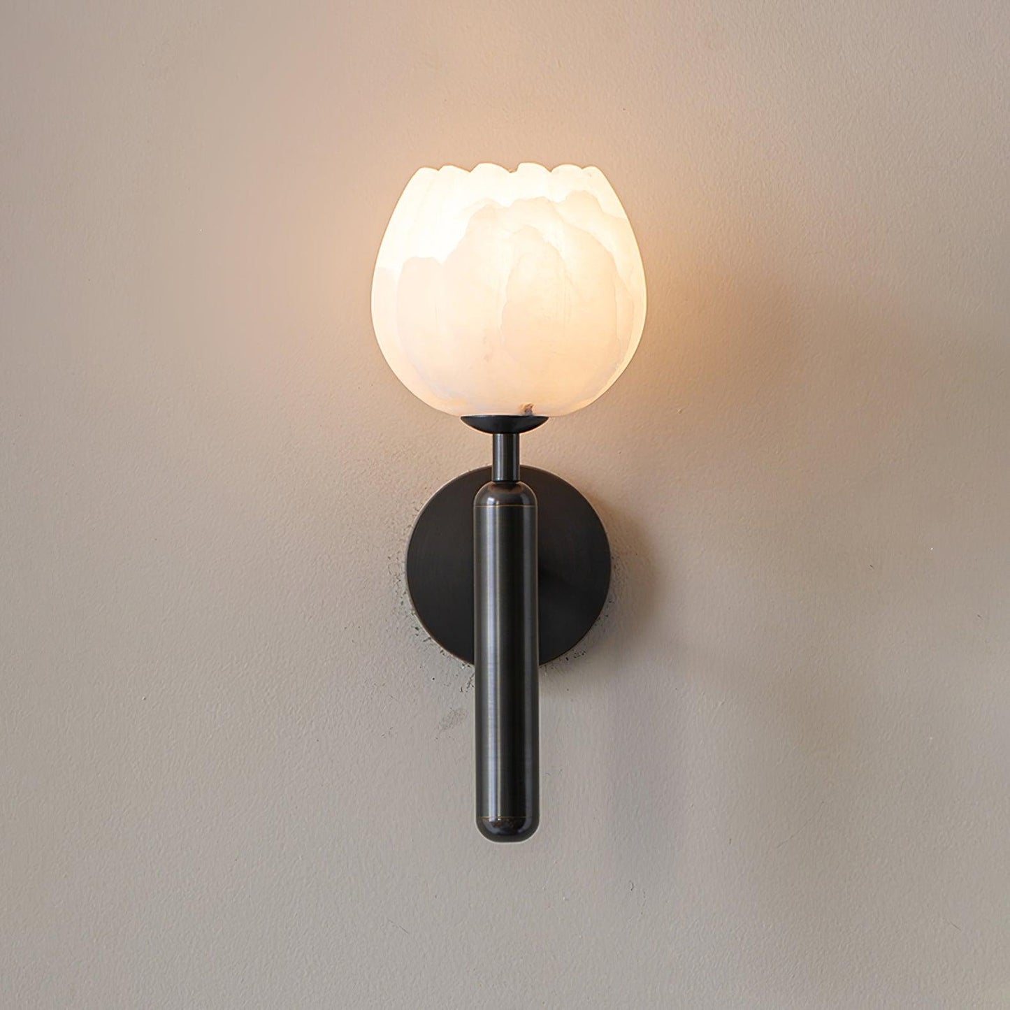Wall Sconce Lighting | Elegant Brass Design with Alabaster Floral Accents 9