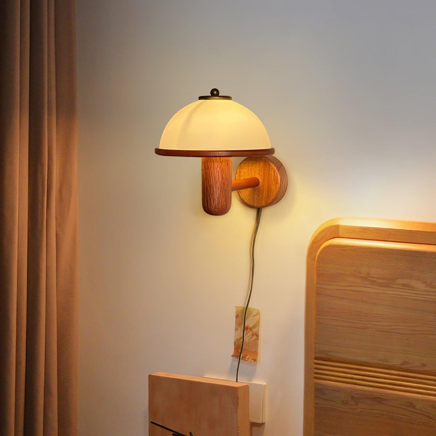 Wall Sconce Lighting | Elegant Oak Wood Finish with Soft Illumination 1
