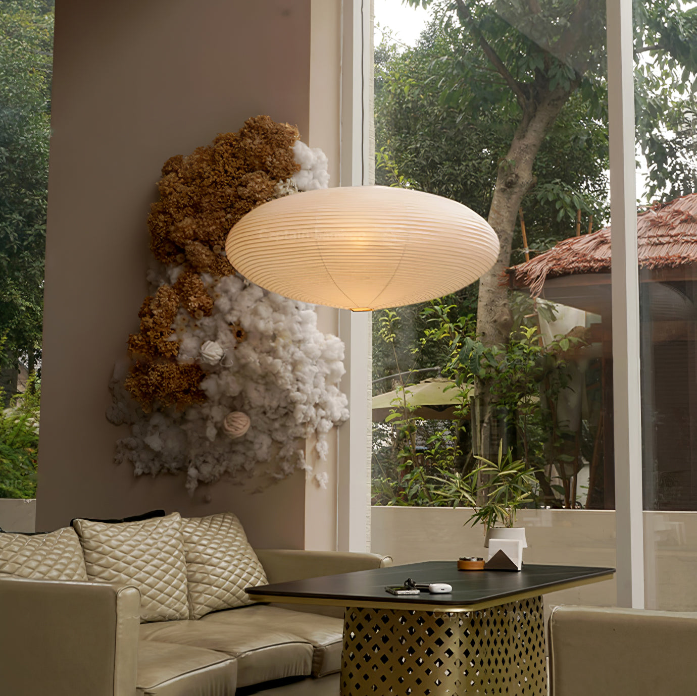 Washi Paper Pendant Light | Handcrafted Mulberry Shade for Cozy Kitchen Pendant Lighting 4