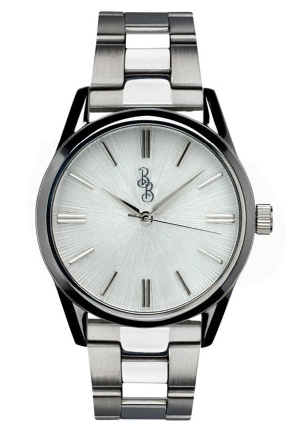 Biały zegarek Sunburst