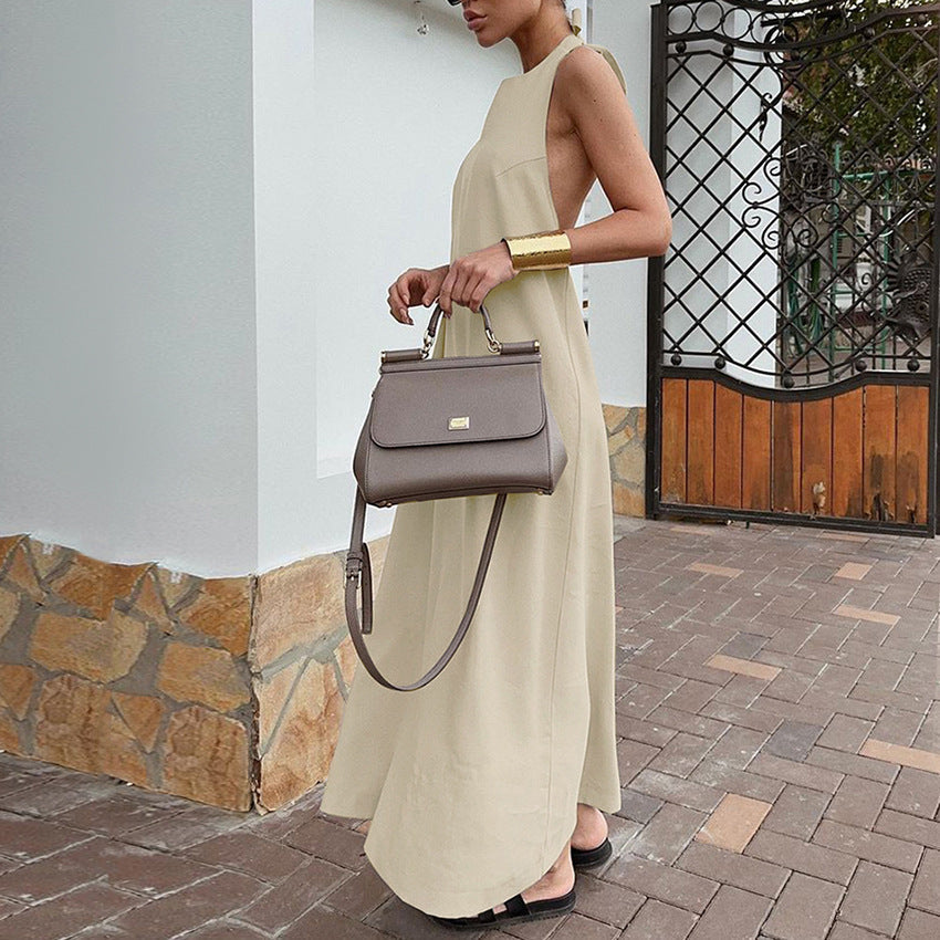 Women's Dress | Cotton-Linen Halter Maxi Dress for Summer Casual Style 2