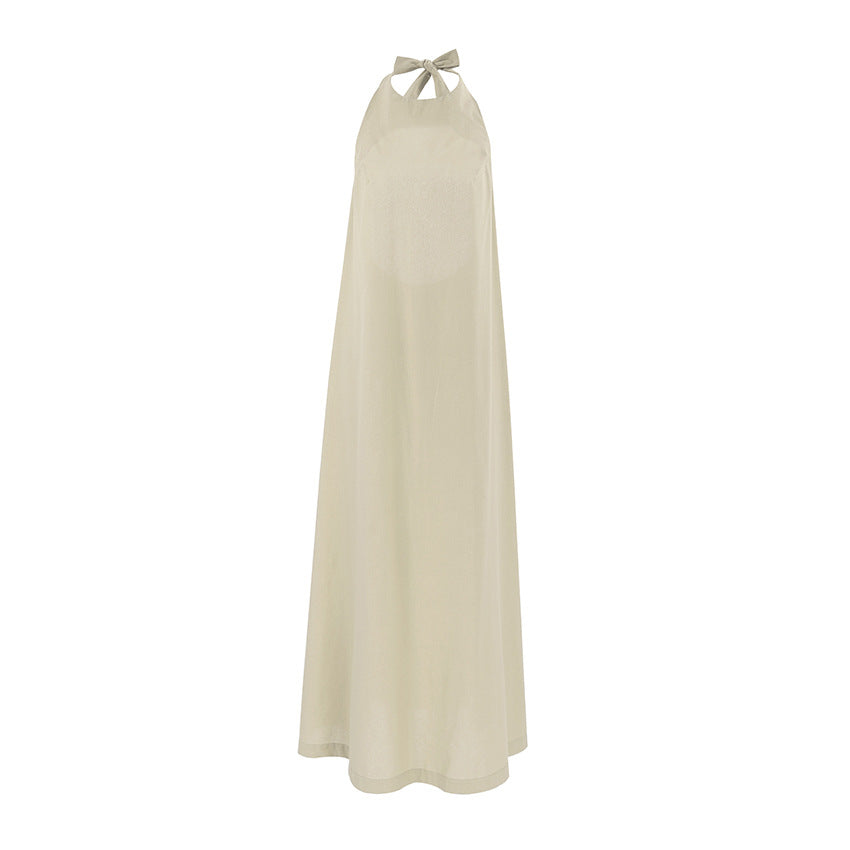 Women's Dress | Cotton-Linen Halter Maxi Dress for Summer Casual Style 4
