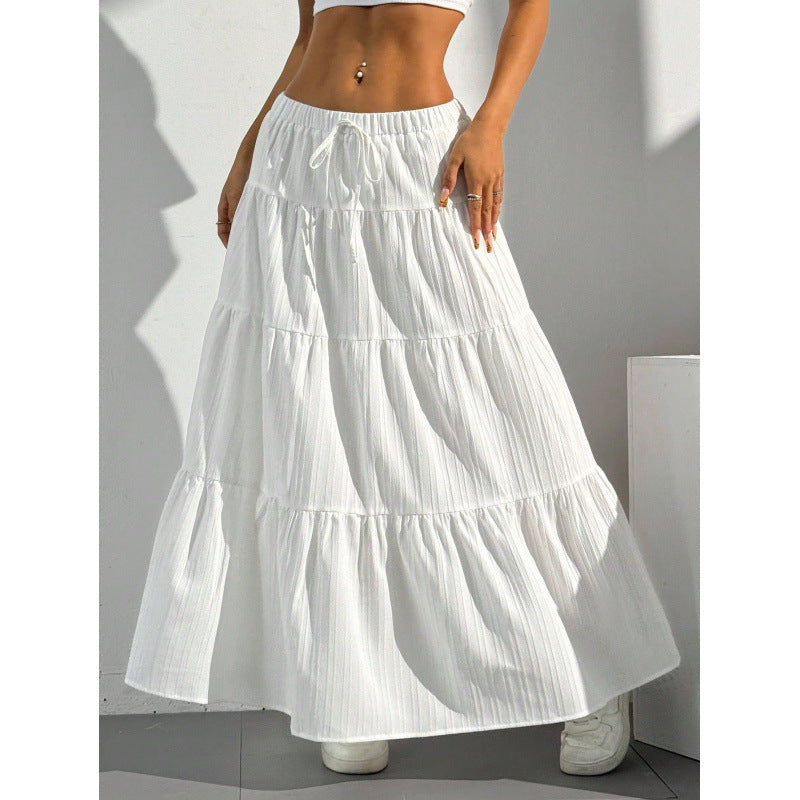 Women's Maxi Skirt | A-Line Tiered Design with Adjustable Waist 1