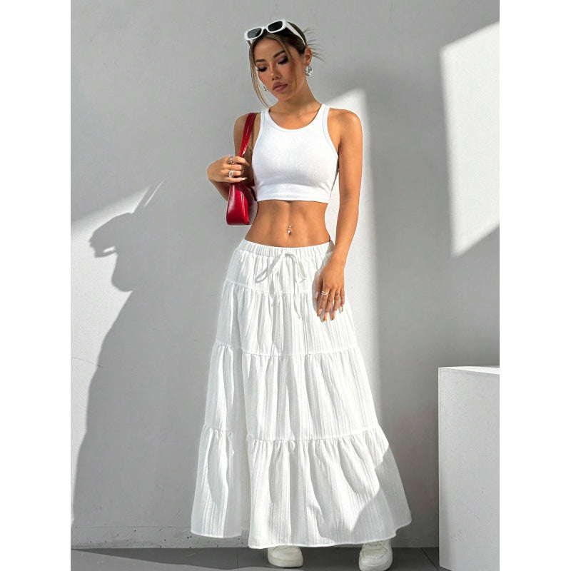 Women's Maxi Skirt | A-Line Tiered Design with Adjustable Waist 2