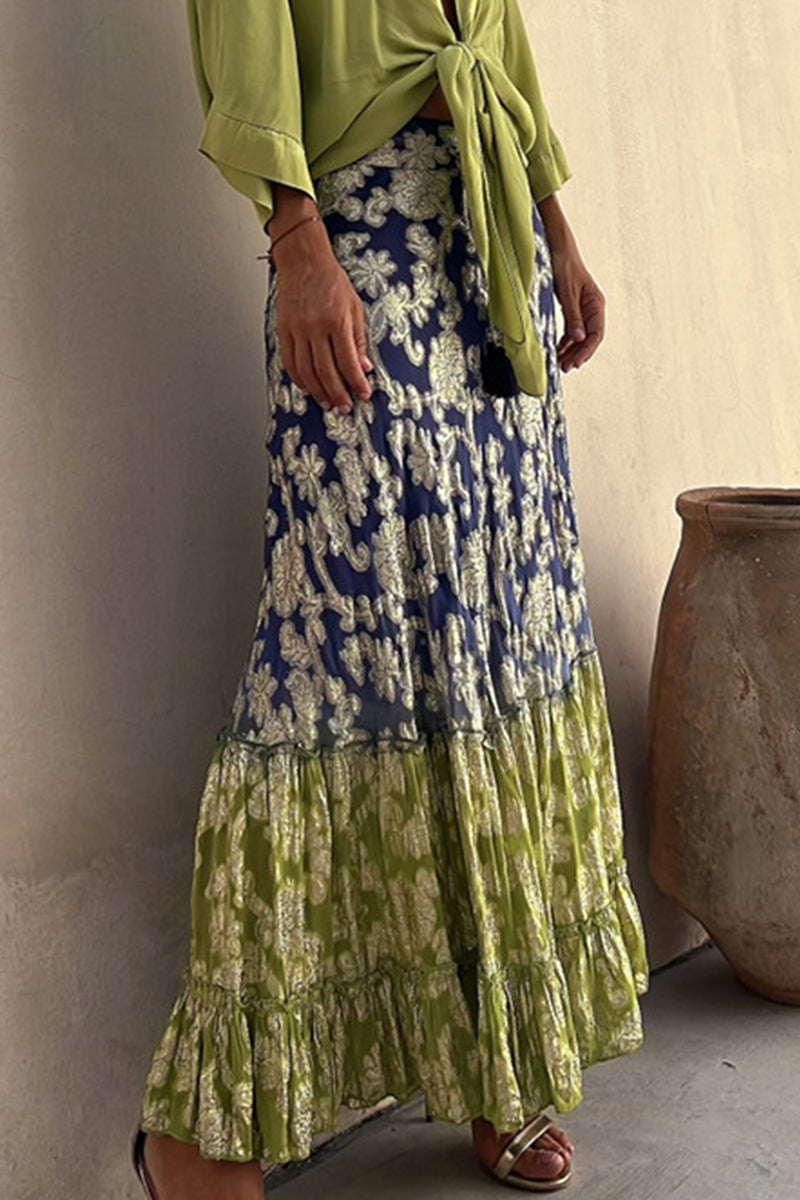 Women's Maxi Skirt | Floral Tiered Design for Comfortable Elegance 1