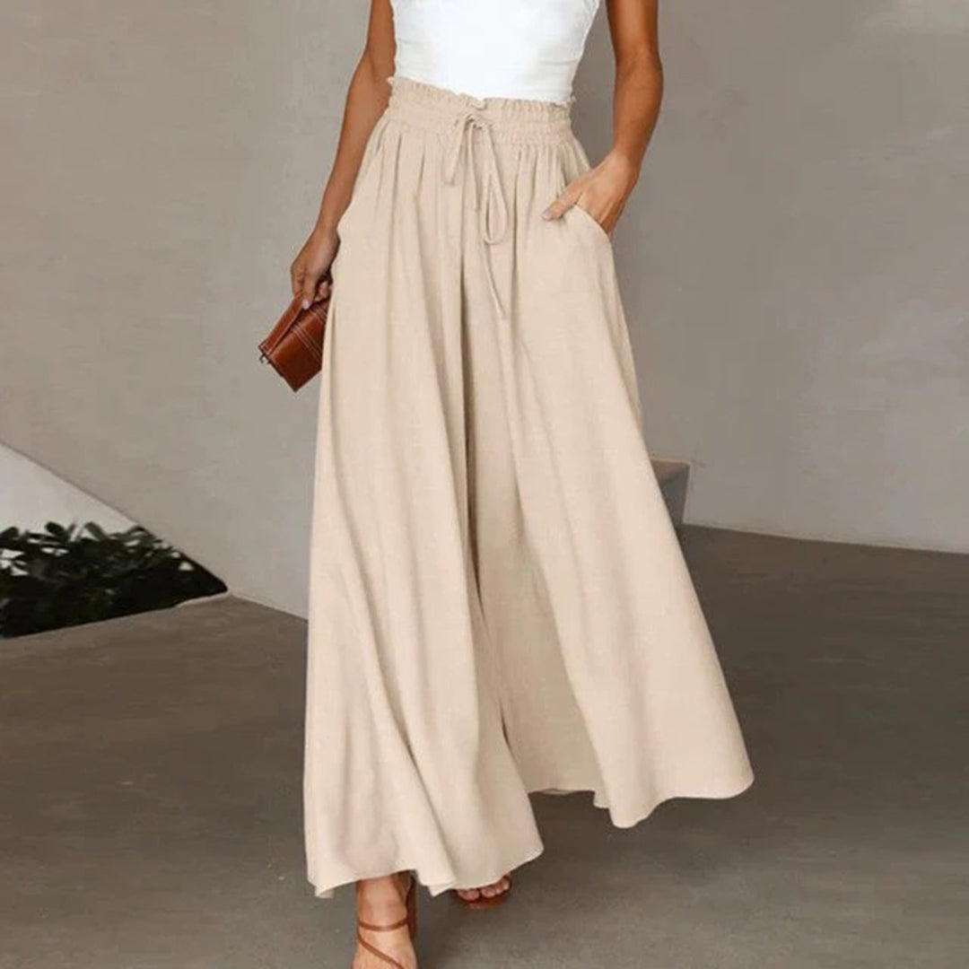 Women's Maxi Skirt | High Waist with Drawstring and Pockets 7