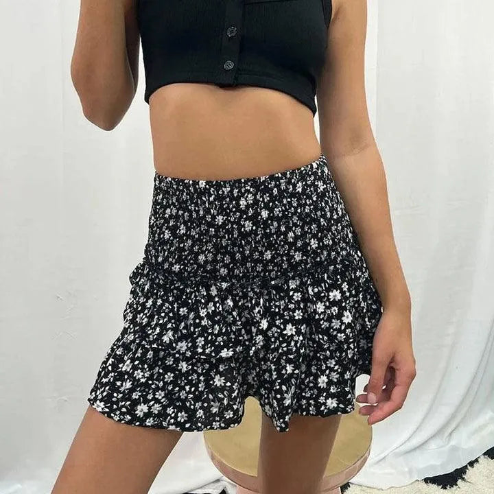 Women's Mini Skirt | Bohemian Print A-Line with Smocked Waist 10