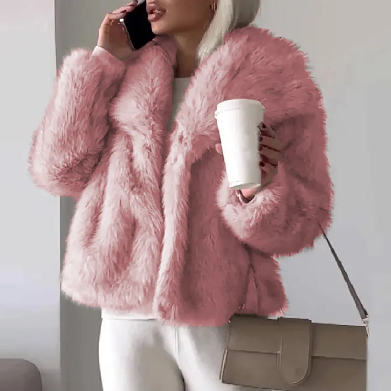 Women's Short Faux Fur Jacket | Elegant Lightweight Winter Coat for Versatile Fashion 0