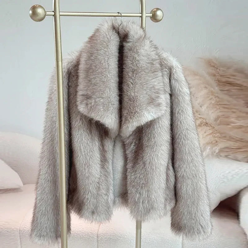 Women's Short Faux Fur Jacket | Elegant Lightweight Winter Coat for Versatile Fashion 1