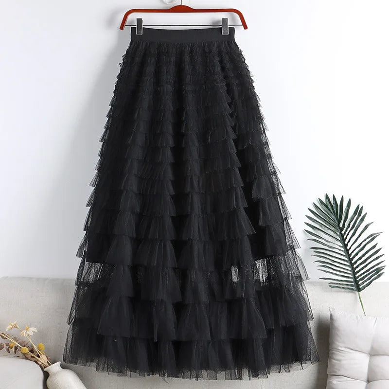 Women's Tiered Maxi Skirt | High Waist with Flowing Ruffle Layers 8