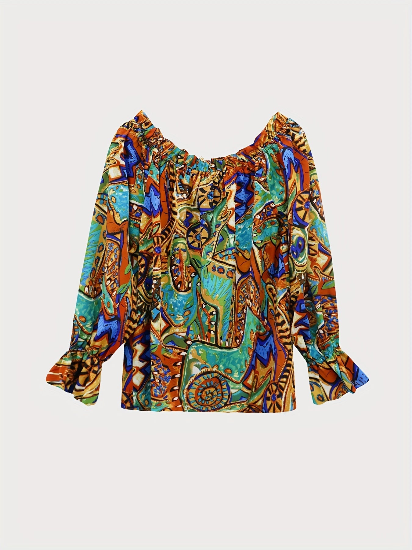 Womens Blouse | Off The Shoulder Boho Style with Flowy Long Sleeves 1