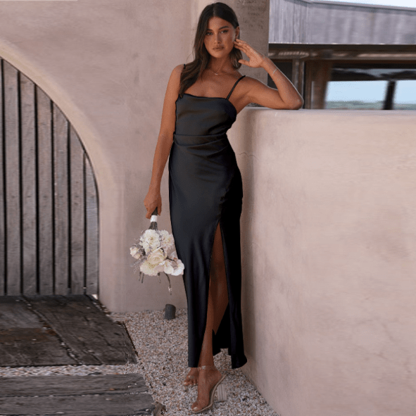Womens Dress | Elegant Spaghetti Strap Summer Dress with High Slit for Wedding Guests and Cocktail Events 6