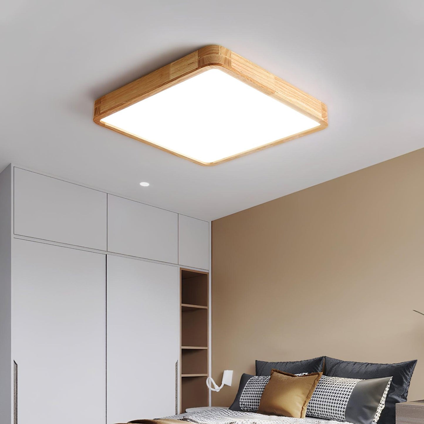 Wooden Geometric Ceiling Light | Adjustable LED with Stylish Design 3