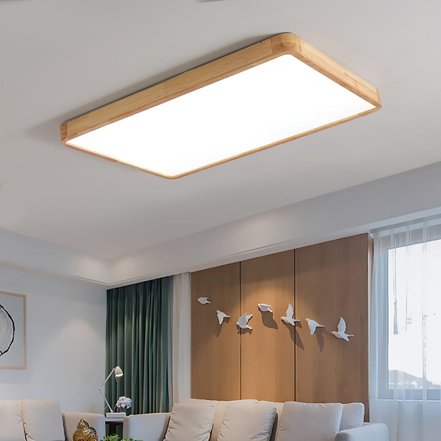 Wooden Geometric Ceiling Light | Adjustable LED with Stylish Design 4