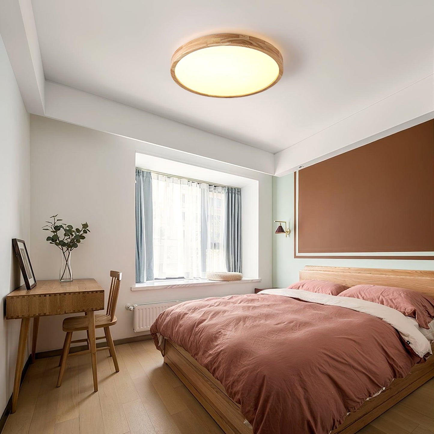 Wooden Geometric Ceiling Light | Adjustable LED with Stylish Design 7